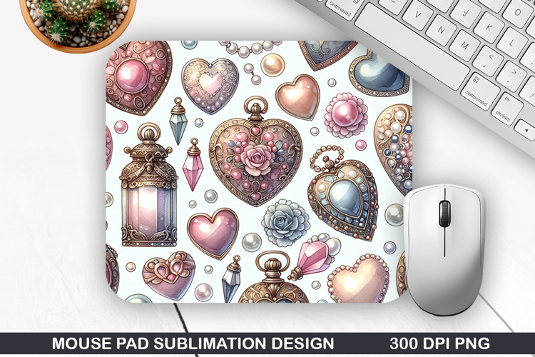Heart Love Flower Mouse Pad, Valentine Mouse Pad PNG Design