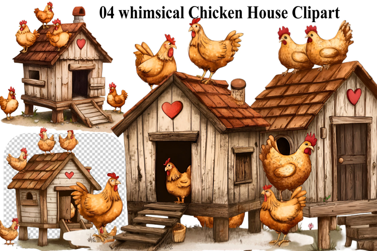 whimsical Chicken House Clipart