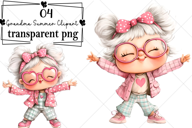 Whimsical Funny Grandma Summer Clipart Watercolor PNG