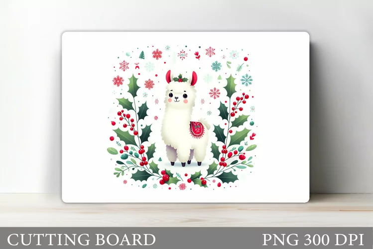 Christmas Lama Cutting Board. Christmas Cutting Board