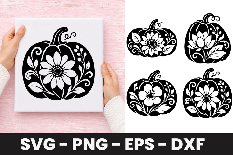 Sunflower Floral Pumpkin SVG PNG
