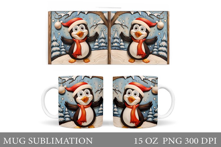 Christmas Penguin Mug Design. Christmas Mug Sublimation example image 1