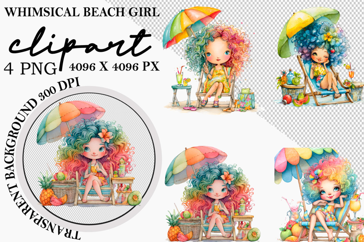Whimsical Watermelon Girl Clipart Watercolor Png