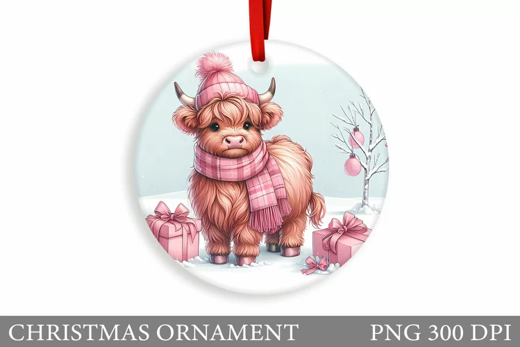 Highland Cow Christmas Ornament. Christmas Ornament Design