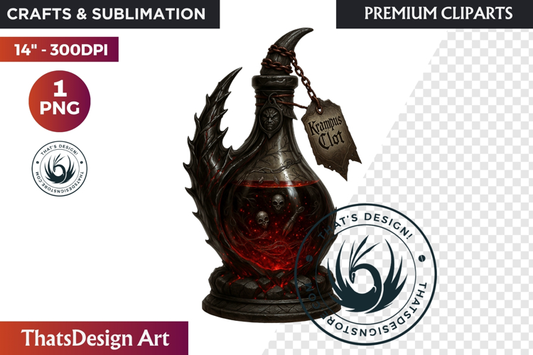 Christmas Winter Potion Bottles PNG, Magical Holiday Clipart