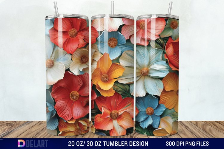 3D Painted Flower Tumbler Wrap example image 1