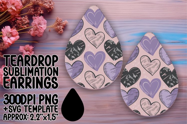 Chic Teardrop Design PNG for Earrings Projects , Heart