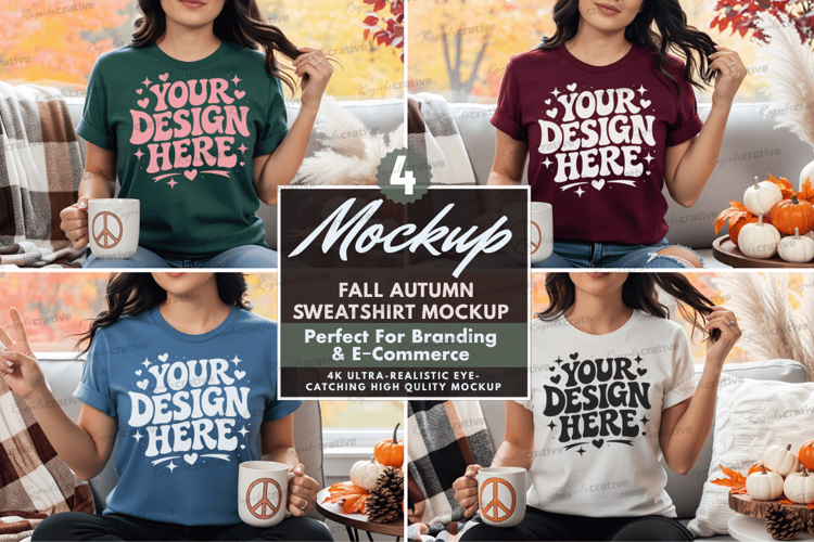 Autumn,Fall Sweatshirt Mockup Set Autumn Sweatshirt Mockup
