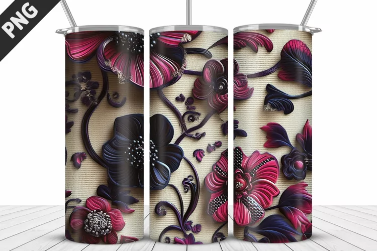 3D Daisy Flowers 20oz Tumbler Wrap | Sublimation Design