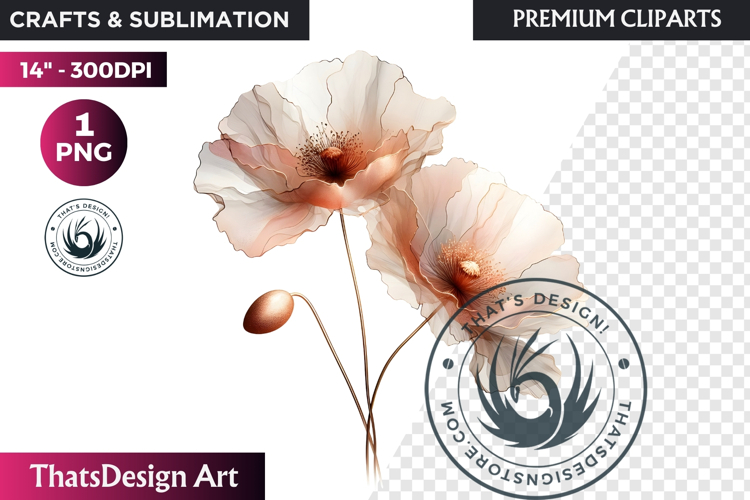 Rose Gold Pink flowers Clipart, Abstract Flowers Wedding PNG