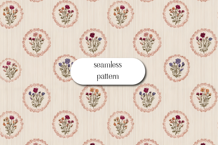 Vintage floral medallion seamless pattern striped