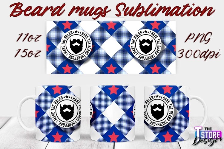 Beard Mug Design | 11 oz 15 oz Mug Sublimation | PNG File example image 1