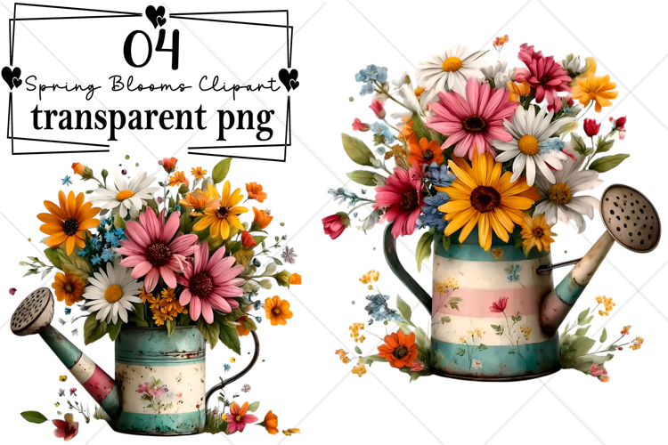 Spring Blooms Clipart Watercolor PNG