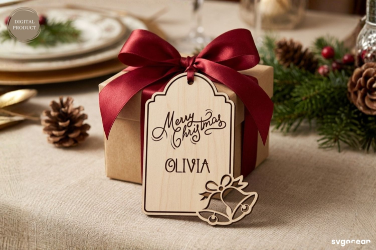 Christmas Bells Gift Tag Laser Cut | Glowforge | SVG