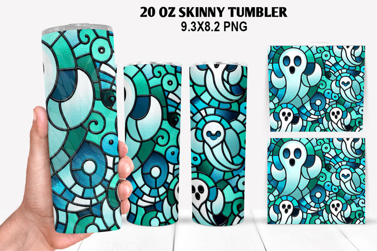 Ghost Skinny Tumbler 20oz Wrap Design, Halloween Tumbler PNG