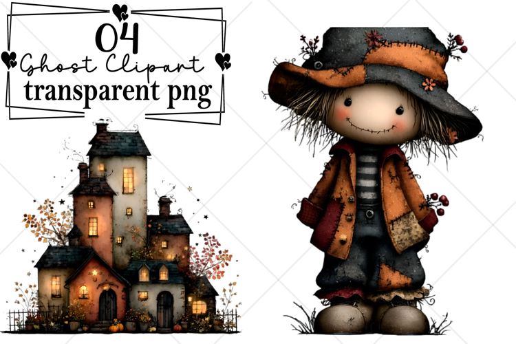 Whimsical Halloween Ghost Clipart Watercolor PNG example image 1