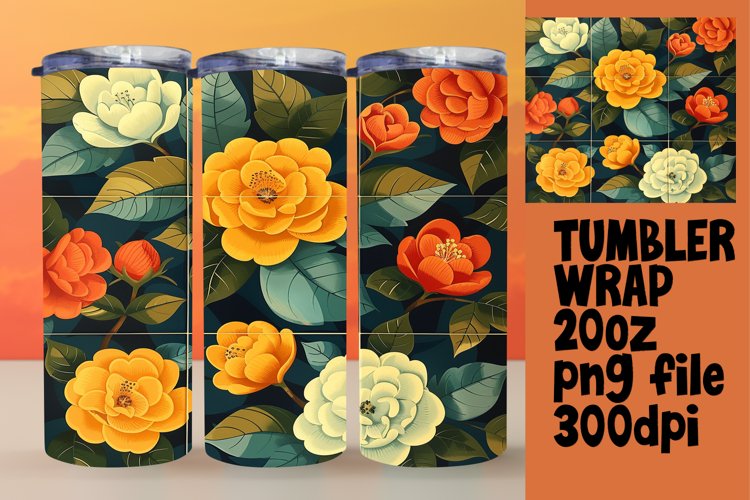 Dynamic Flower Pattern 20oz Tumbler Wraps - Sublime Designs
