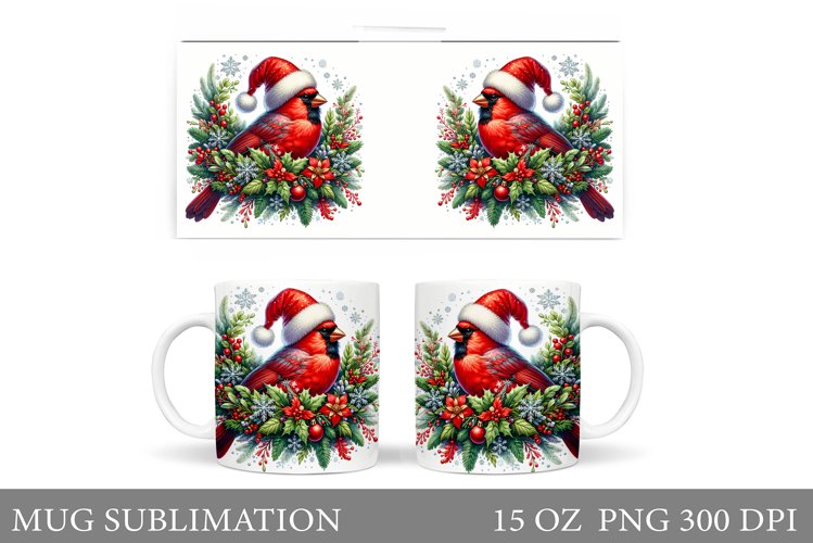 3D Bird Mug Design. Christmas Mug Sublimation