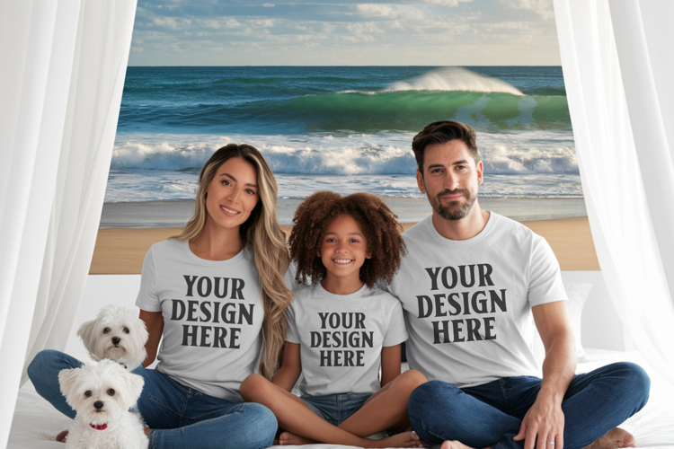 Bella Canvas 3001 Family Group T-Shirt Mockup
