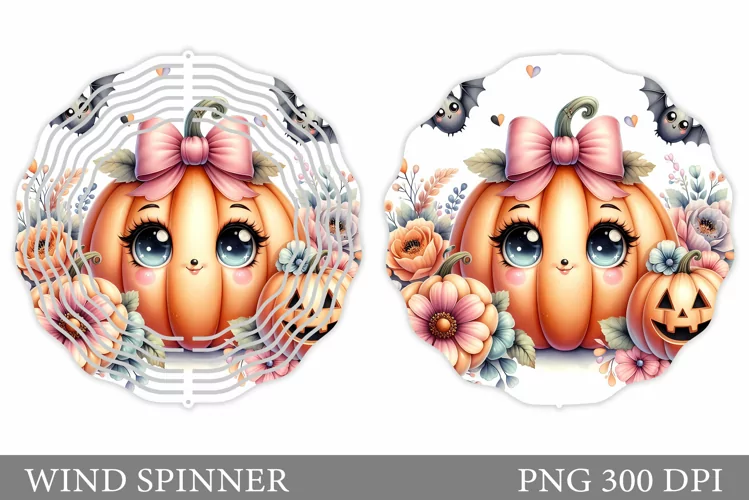 Cute Pumpkin Wind Spinner. Halloween Wind Spinner Design