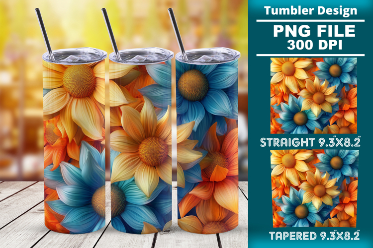 3D floral tumbler wrap design