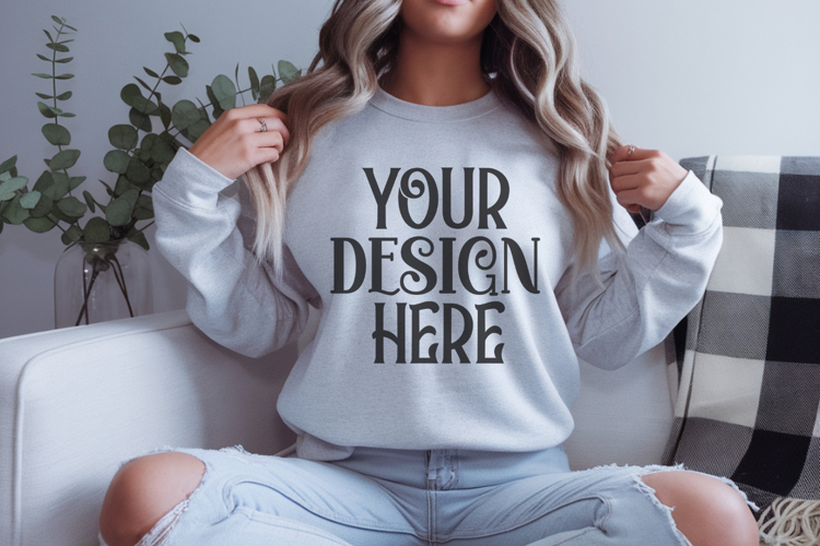 Heather gray Gildan 18000 Sweatshirt mockup