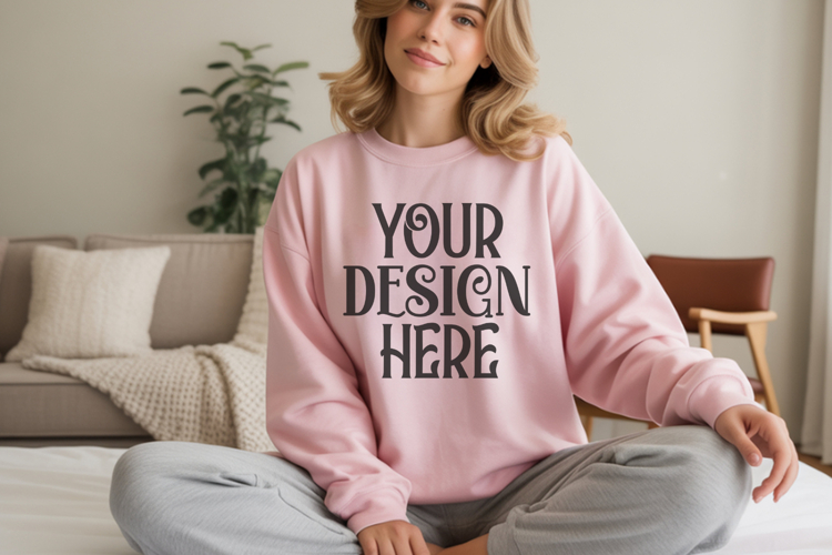 Gildan 18000 Light Pastel Pink Sweatshirt mockup