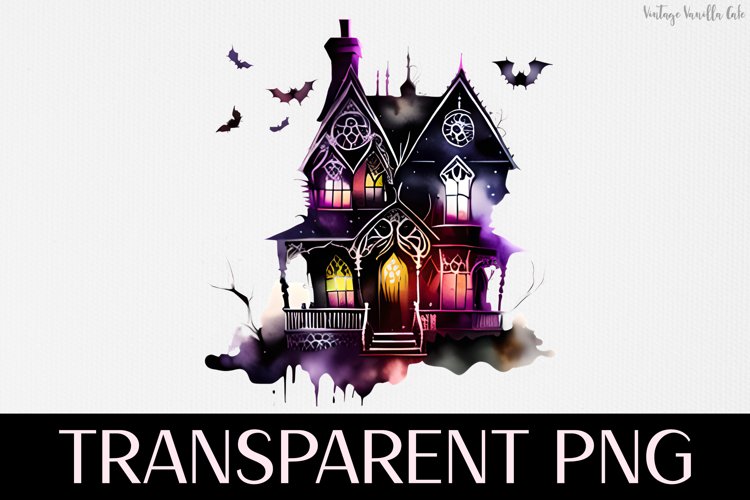 Haunted House - Transparent PNG Halloween Clipart Graphic example image 1