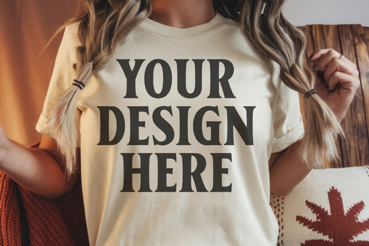 Comfort Colors 1717 Ivory T-Shirt mockup , CC 1717