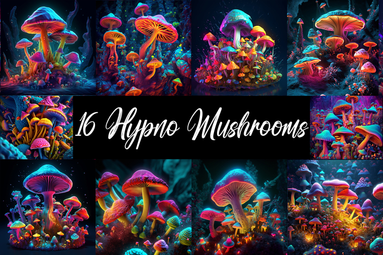 16 Magic Mushroom Toadstool Psychedelic Hippy JPG Collection
