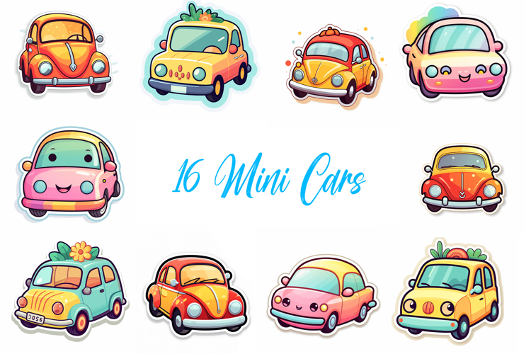 16 Mini Cars Kawaii Sticker Ideas Illustration Cute Cartoons