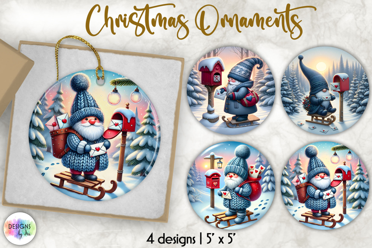 Christmas Ornament Sublimation, Cute Nordic Gnome Ornament