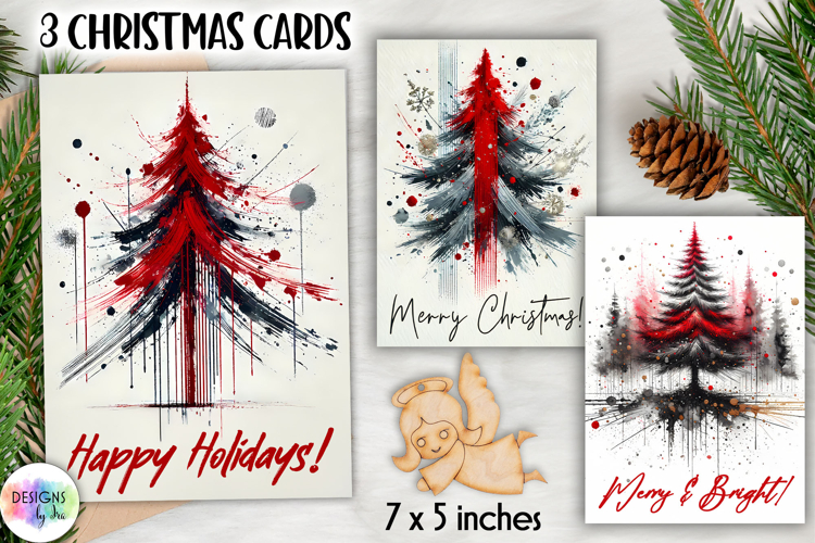 Christmas Tree Greeting Cards, Abstract Christmas Tree Print