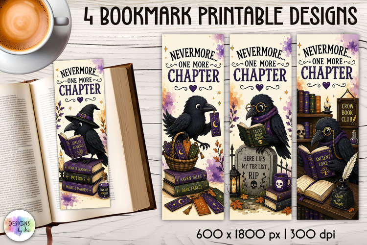 Halloween Bookmarks, Nevermore One More Chapter PNG