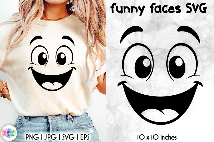 Funny Smiley Face SVG, Sarcastic Cartoon Face Expression PNG example image 1
