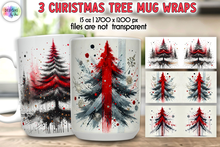 Christmas Tree Mug Wraps, 15 oz Christmas Tree Mug Wrap PNG