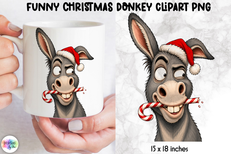 Candy Cane Donkey PNG, Funny Christmas Clipart