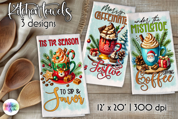 Christmas Coffee Sublimation, Kitchen Towel Sublimation