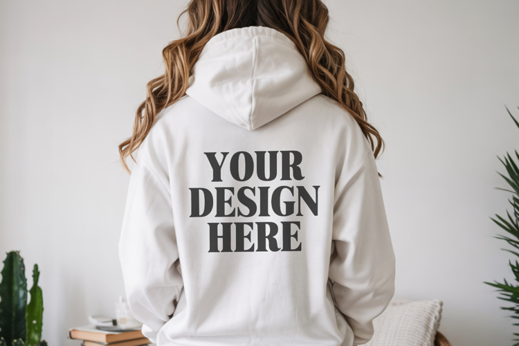 White Gildan 18500 Hoodie Mockup ,Cozy Unisex Sweatshir
