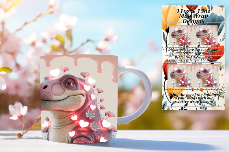 Playful Png For 15oz Mug Wrap , Cute Dino