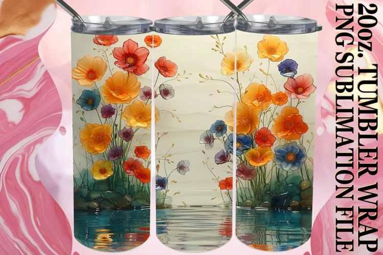 Elegant Flower Pattern Tumbler Wrap for Springtime