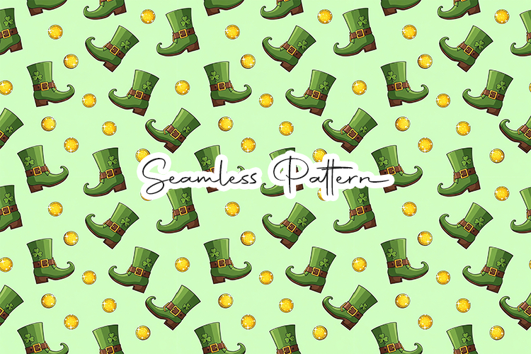 Lucky Leprechaun Boot Seamless Pattern - Leprechaun & Clover