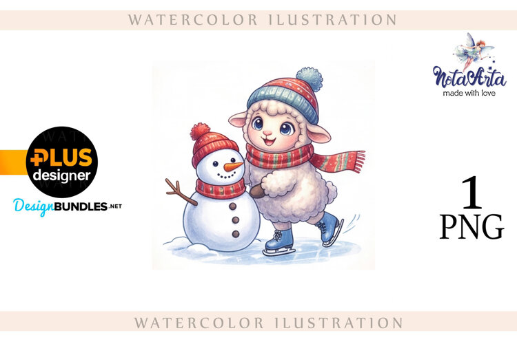Christmas Sheep in Watercolor Style example image 1