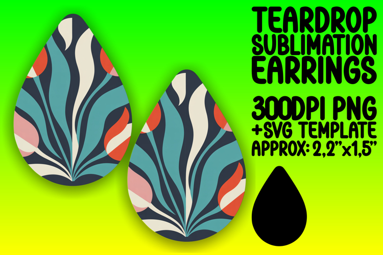 Artful Teardrop Earrings Artwork PNG , Flowers