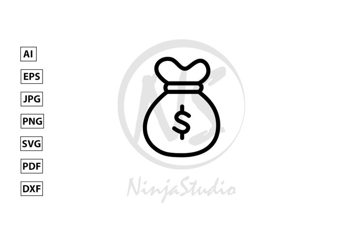 Money Sack Line Icon In Flat Style Vector example image 1