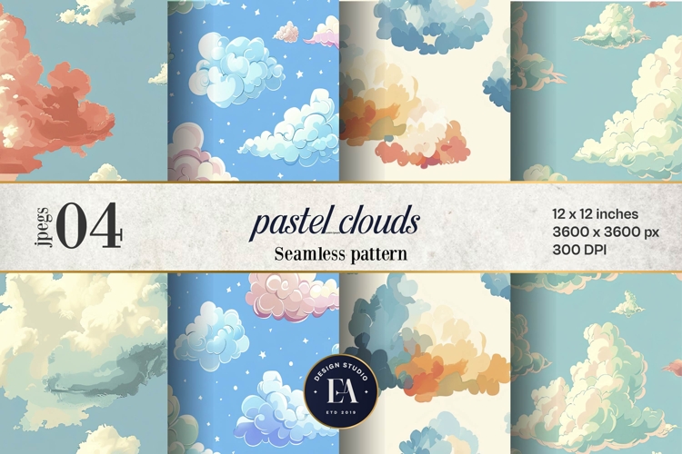 Pastel Cloud Pattern | Dreamy Sky Digital Paper