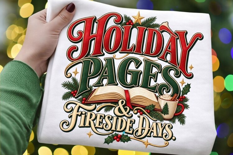 Holiday Pages & Fireside Days PNG, Christmas Book Lover Sub example image 1