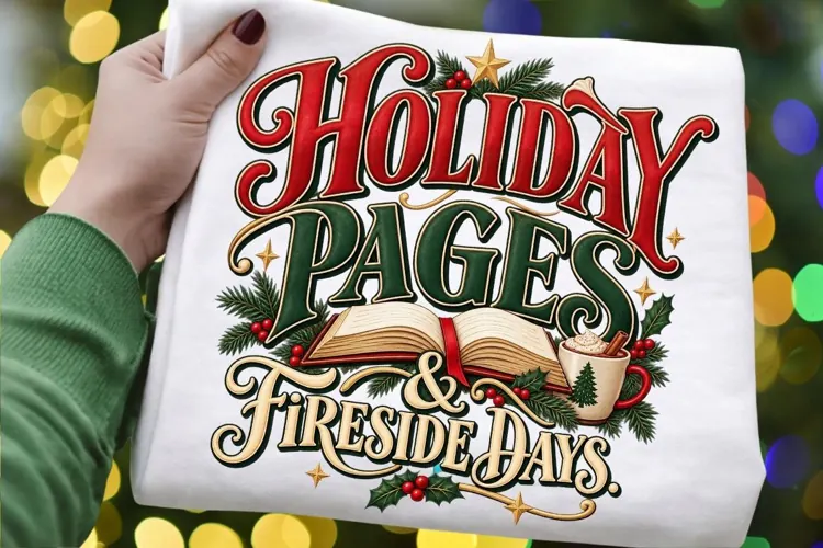 Holiday Pages & Fireside Days PNG, Christmas Book Lover Sub