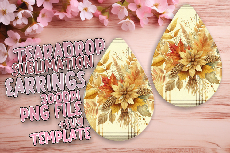 Fresh Teardrop Earrings Design PNG , Autumn Flower