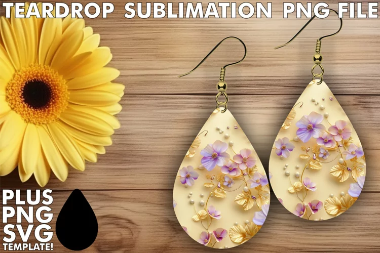 Dreamy Blossoms: Sublimation Teardrop Earring Springtime